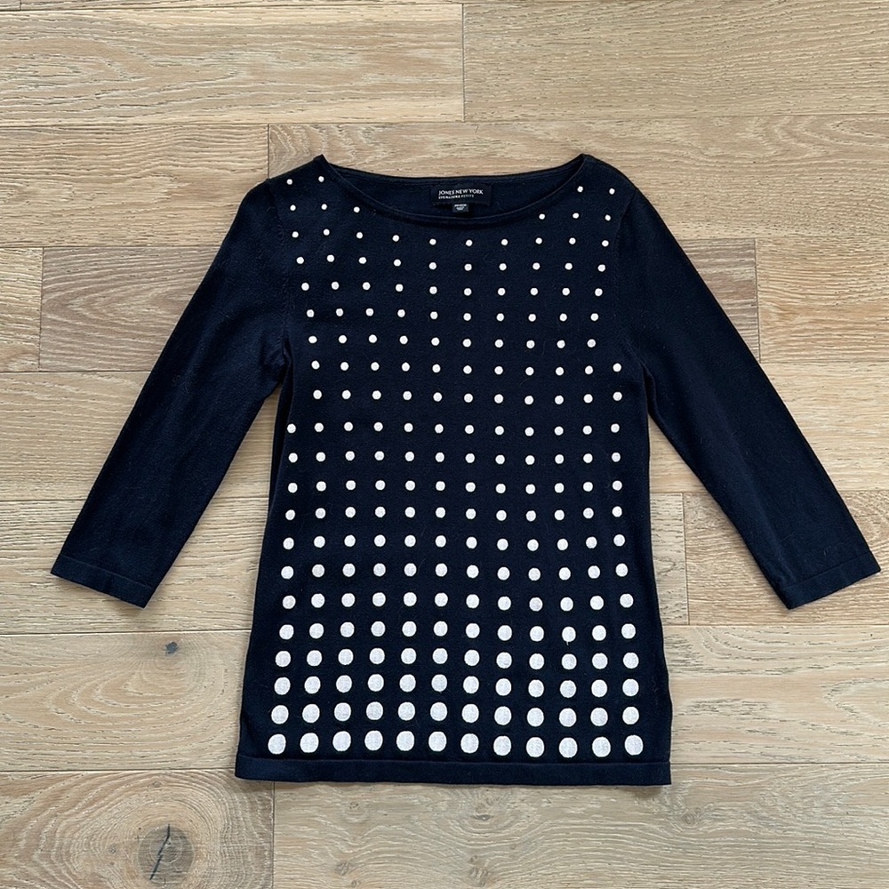 Jones New York dotted sweater 3/4 sleeve